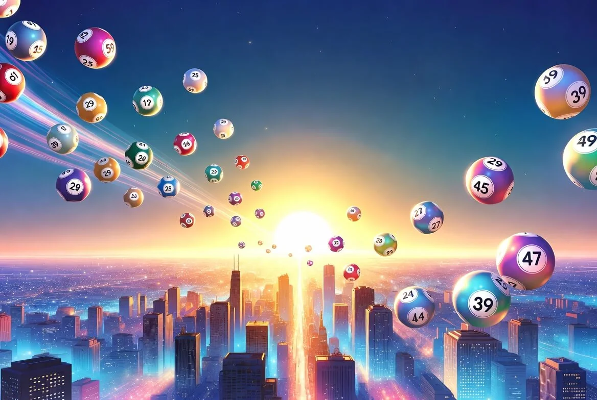 Lotto online i panoramа miasta nocą symbolizująca grę przez internet